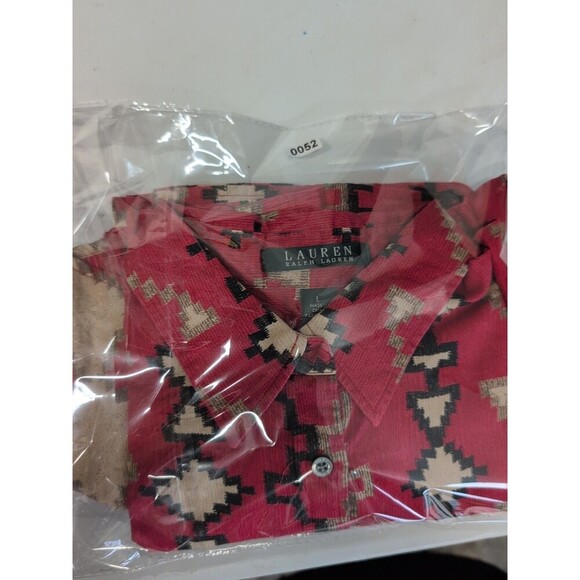 Lauren Ralph Lauren Aztec Southwestern Blouse Womens Large Collared Neck - Picture 12 of 14